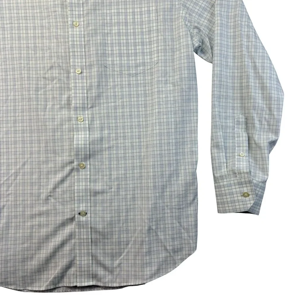 Banana Republic Shirt Men's Large White Blue Non Iron Classic Fit Button Up Top